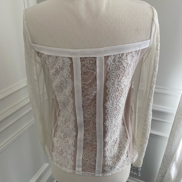 BCBG MaxAzria Addyson Blocked Lace Blouse - Picture 3 of 9